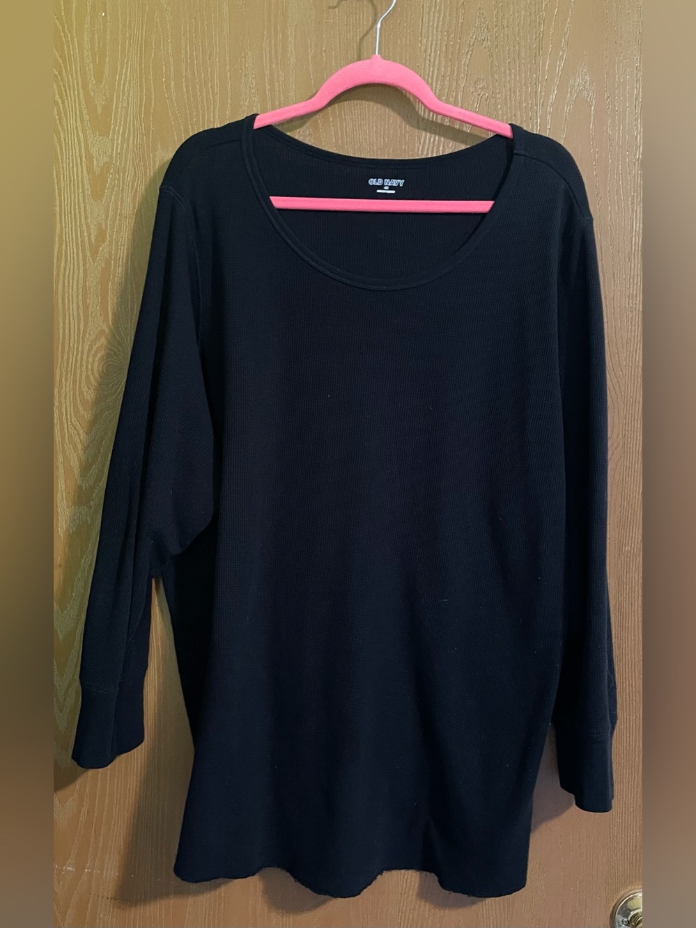 Old Navy Black Waffle Knit Scoop Neck Top